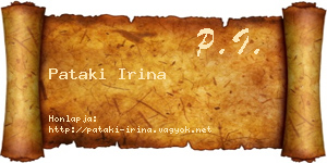 Pataki Irina névjegykártya